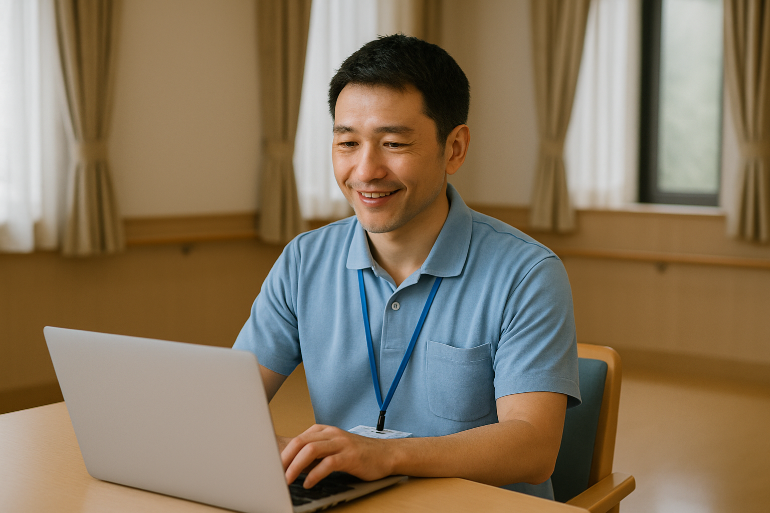 事務作業をする機能訓練指導員