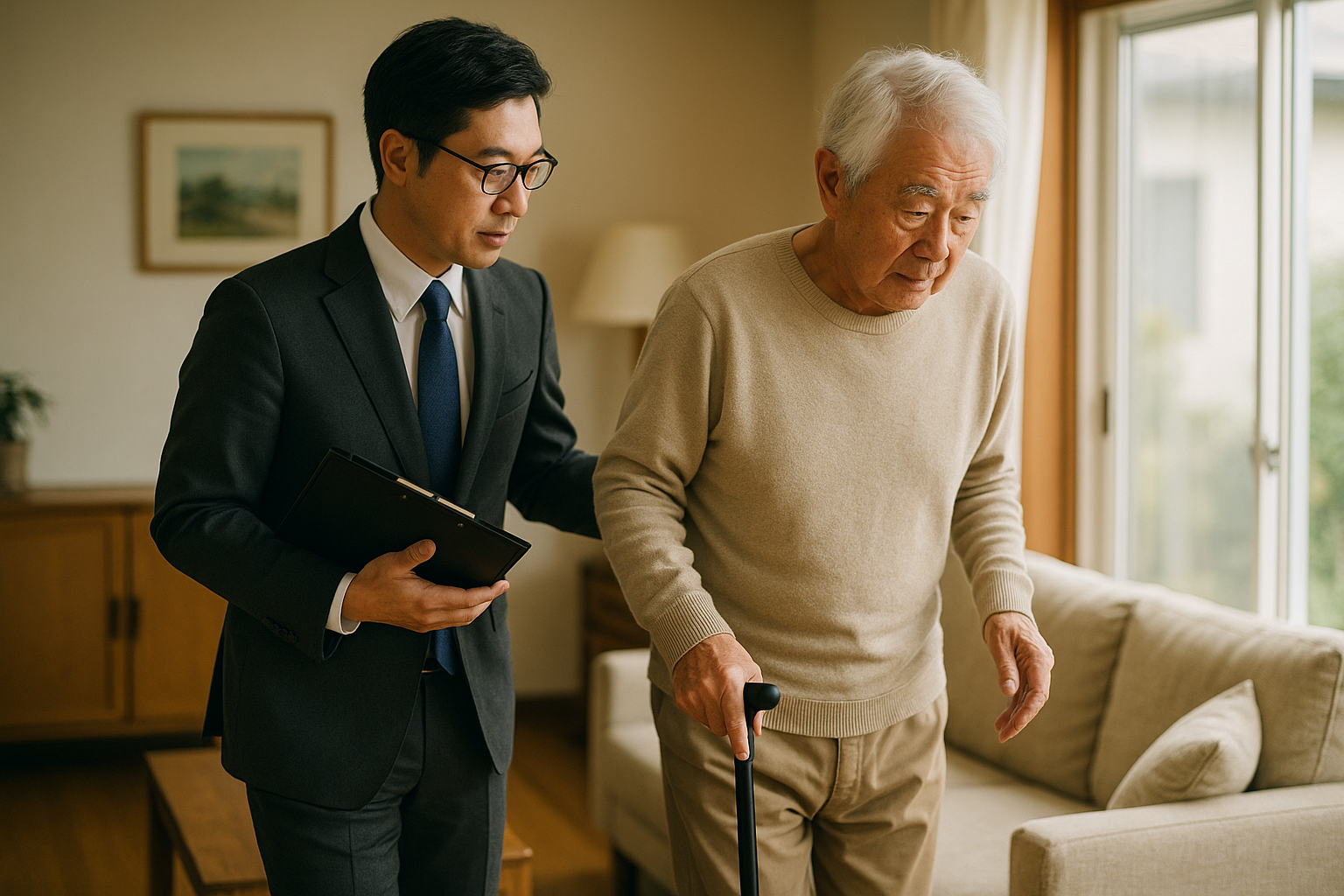 介護認定調査を行う市区町村職員