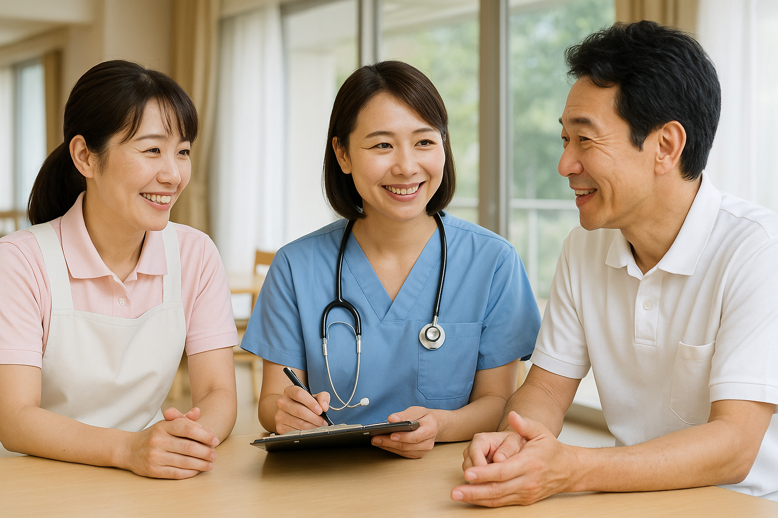 介護施設での他職種連携風景