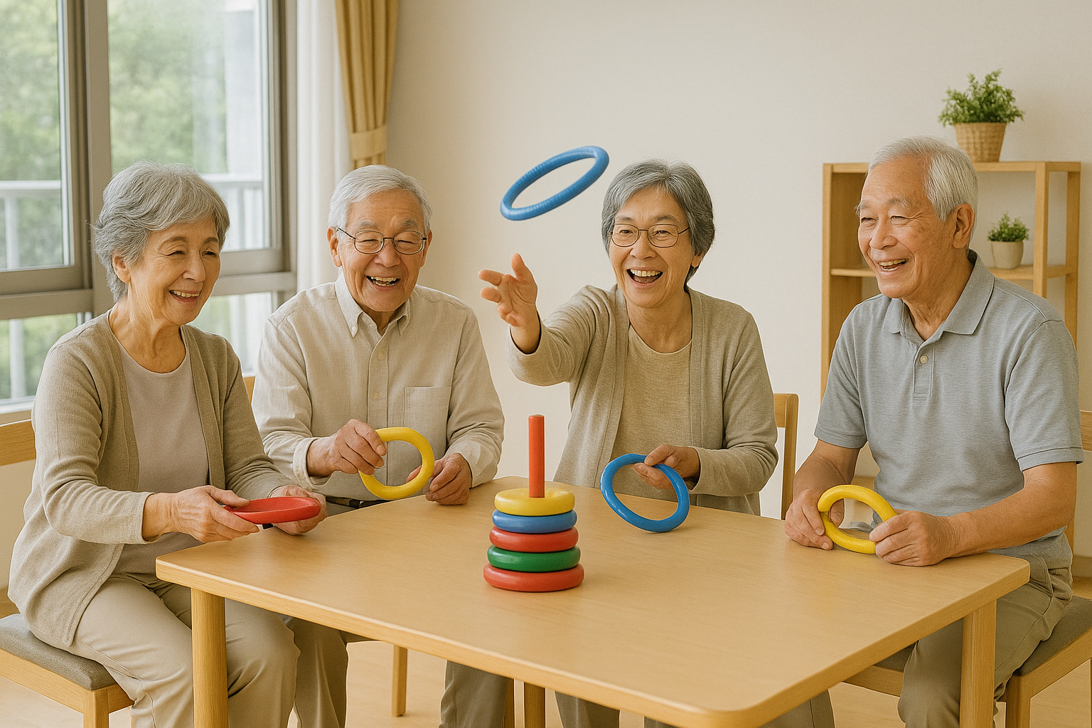 グループレクリエーションを楽しむ高齢者